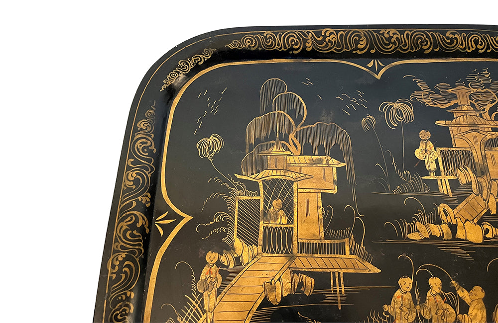 Large Napoleon III Tole Chinoiserie Tray - French Decorative Antiques - Antique Tray - Decorative Accessories - Toleware - Antique Shops Tetbury - adpsantiques - AD & PS Antiques