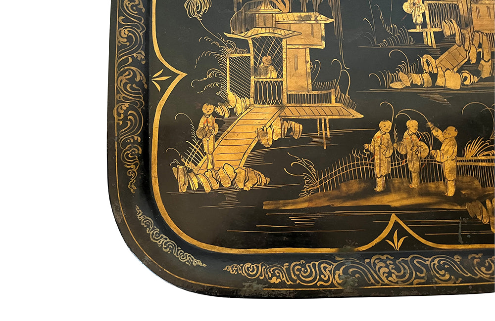 Large Napoleon III Tole Chinoiserie Tray - French Decorative Antiques - Antique Tray - Decorative Accessories - Toleware - Antique Shops Tetbury - adpsantiques - AD & PS Antiques
