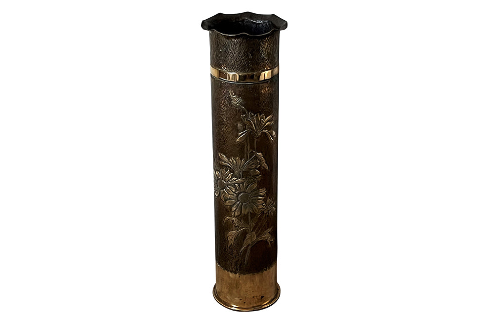 Large Brass Trench Art Stick Stand - French Decorative Antiques - Umbrella Stand - Stick Stand - Trench Art - Folk Art - Decorative Antique Accessories - Military Antiques - Antique Shops Tetbury - adpsantiques - AD & PS Antiques