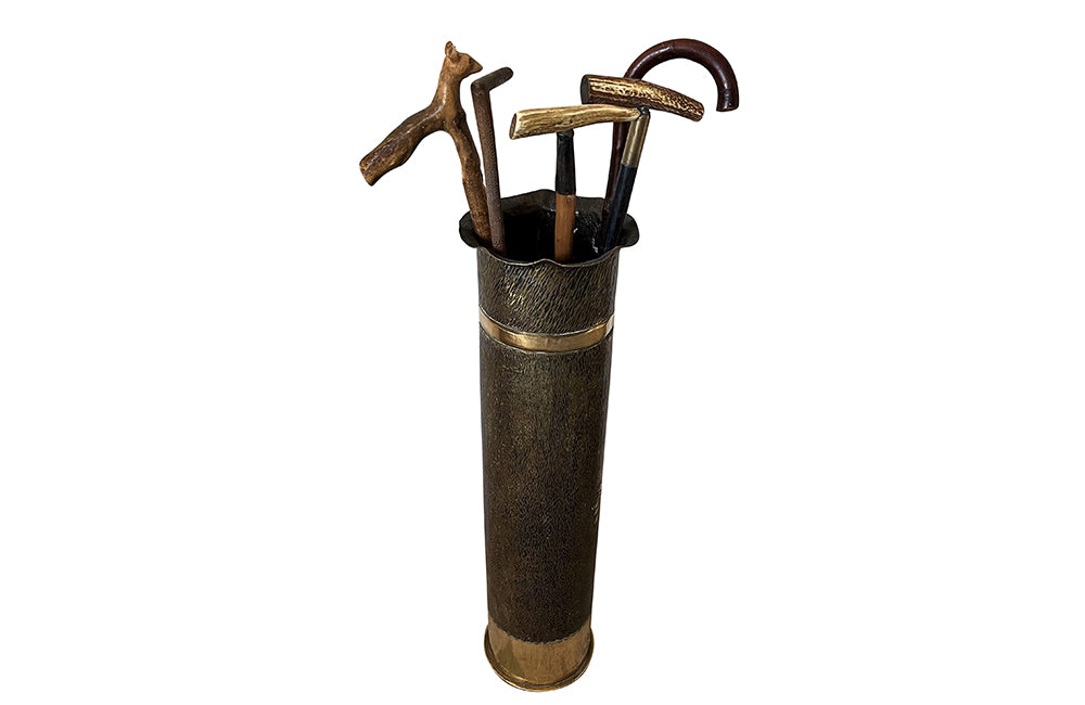 Large Brass Trench Art Stick Stand - French Decorative Antiques - Umbrella Stand - Stick Stand - Trench Art - Folk Art - Decorative Antique Accessories - Military Antiques - Antique Shops Tetbury - adpsantiques - AD & PS Antiques