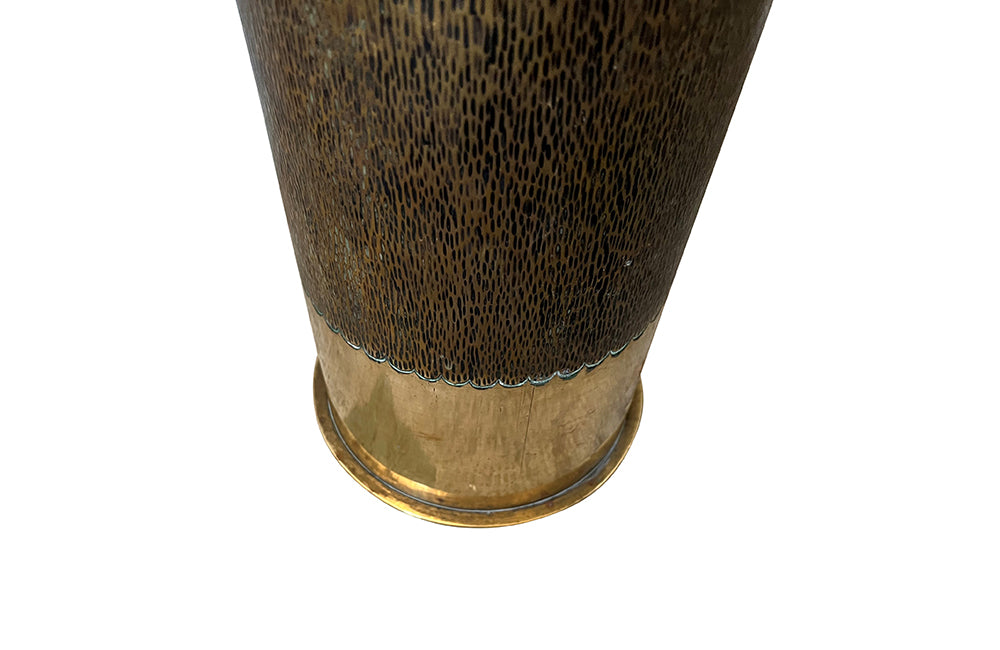 Large Brass Trench Art Stick Stand - French Decorative Antiques - Umbrella Stand - Stick Stand - Trench Art - Folk Art - Decorative Antique Accessories - Military Antiques - Antique Shops Tetbury - adpsantiques - AD & PS Antiques