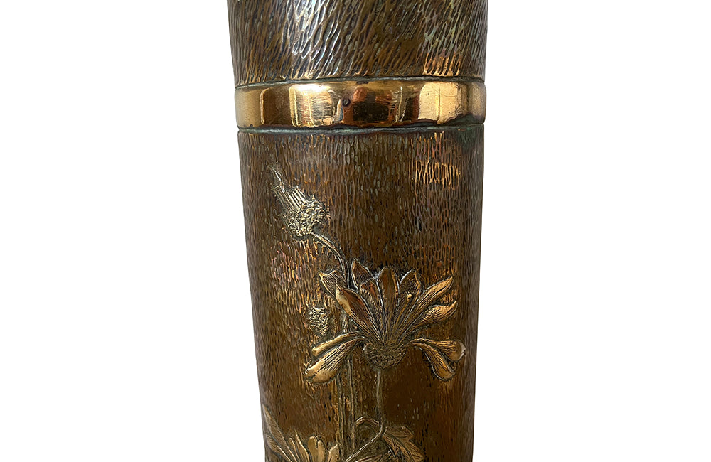 Large Brass Trench Art Stick Stand - French Decorative Antiques - Umbrella Stand - Stick Stand - Trench Art - Folk Art - Decorative Antique Accessories - Military Antiques - Antique Shops Tetbury - adpsantiques - AD & PS Antiques