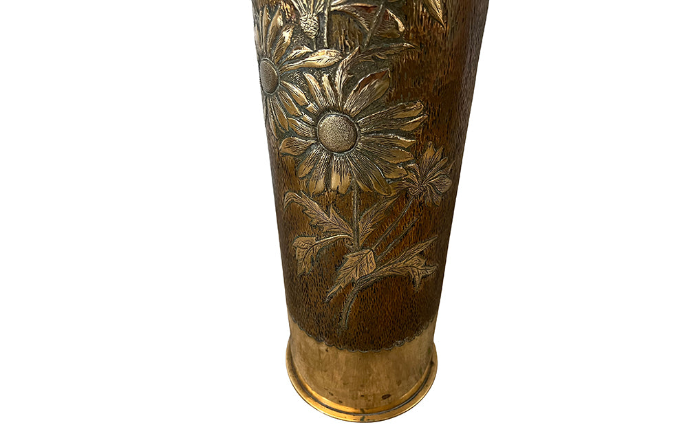 Large Brass Trench Art Stick Stand - French Decorative Antiques - Umbrella Stand - Stick Stand - Trench Art - Folk Art - Decorative Antique Accessories - Military Antiques - Antique Shops Tetbury - adpsantiques - AD & PS Antiques