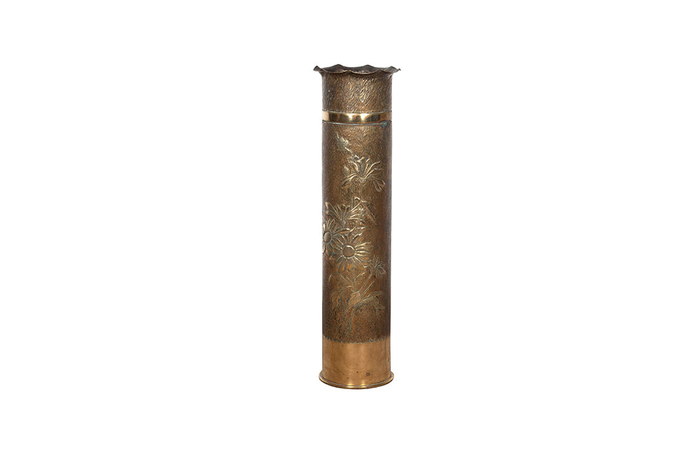 Large Brass Trench Art Stick Stand - French Decorative Antiques - Umbrella Stand - Stick Stand - Trench Art - Folk Art - Decorative Antique Accessories - Military Antiques - Antique Shops Tetbury - adpsantiques - AD & PS Antiques