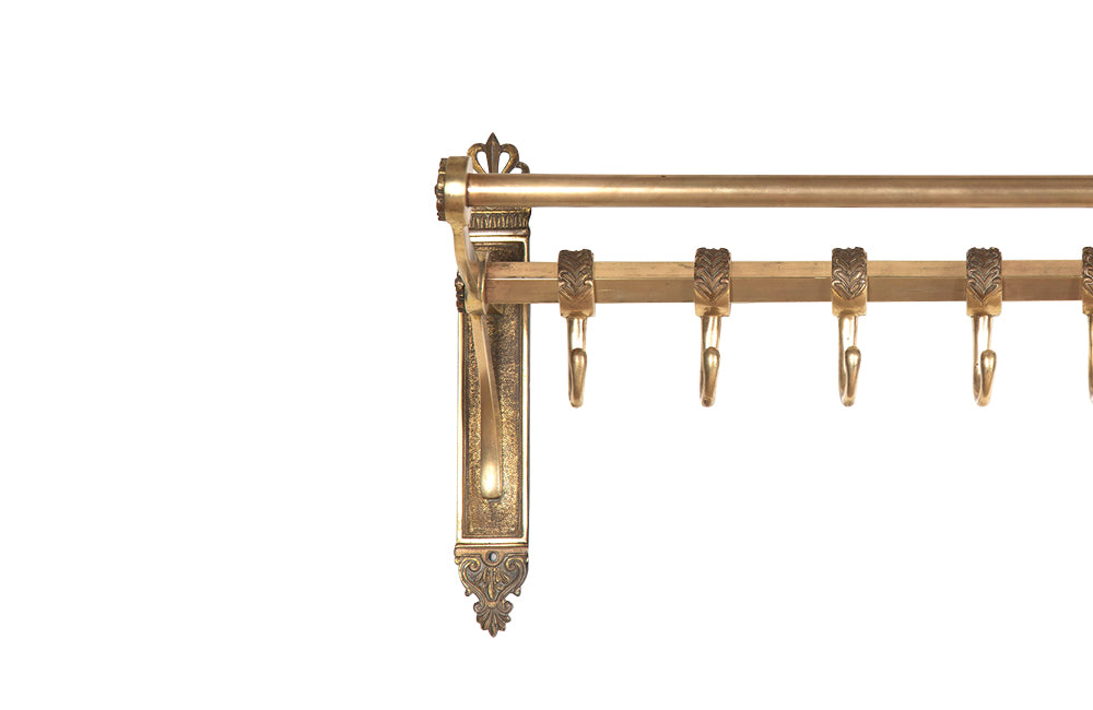 Large French Neo-Classical Revival Brass 12 Hook Wall Rack - Coat Rack - Antique Coat Rack - French Antiques – Decorative Antiques - AD & PS Antiques