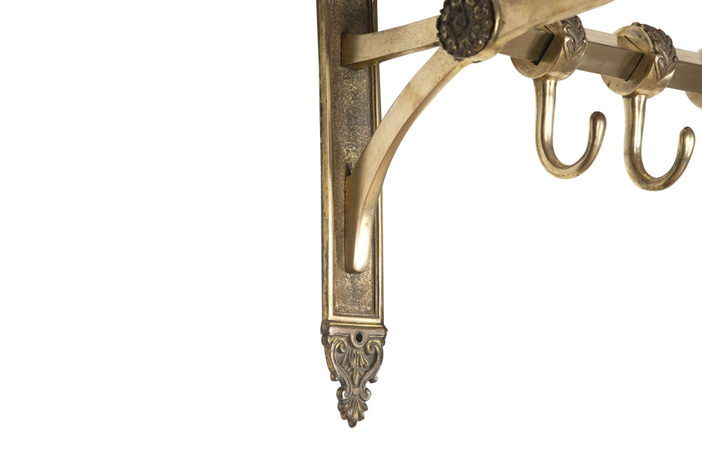 Large French Neo-Classical Revival Brass 12 Hook Wall Rack - Coat Rack - Antique Coat Rack - French Antiques – Decorative Antiques - AD & PS Antiques