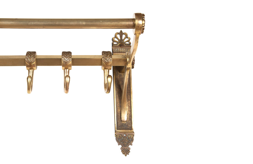 Large French Neo-Classical Revival Brass 12 Hook Wall Rack - Coat Rack - Antique Coat Rack - French Antiques – Decorative Antiques - AD & PS Antiques