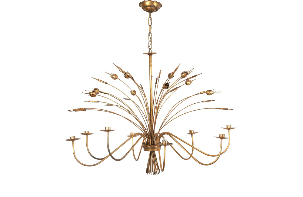 LARGE BULRUSH GILTMETAL CHANDELIER