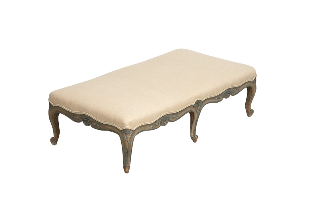 Long Louis XV Revival Footstool-Seating-Footstool-French Antiques-Painted 19th Century Antique Footstool-AD & PS Antiques