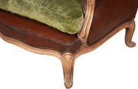 Pair Of Large French Worn Leather Armchairs - French Antique Furniture - Antique Armchairs  - French antiques - Antique Chairs - AD & PS Antiques