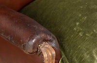 Pair Of Large French Worn Leather Armchairs - French Antique Furniture - Antique Armchairs  - French antiques - Antique Chairs - AD & PS Antiques