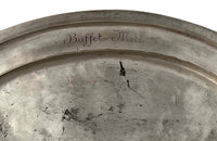 Two large French silverplate serving trays engraved 'Buffet Metz'. Both lovely hotel quality, one stamped with the makers mark Christofle.