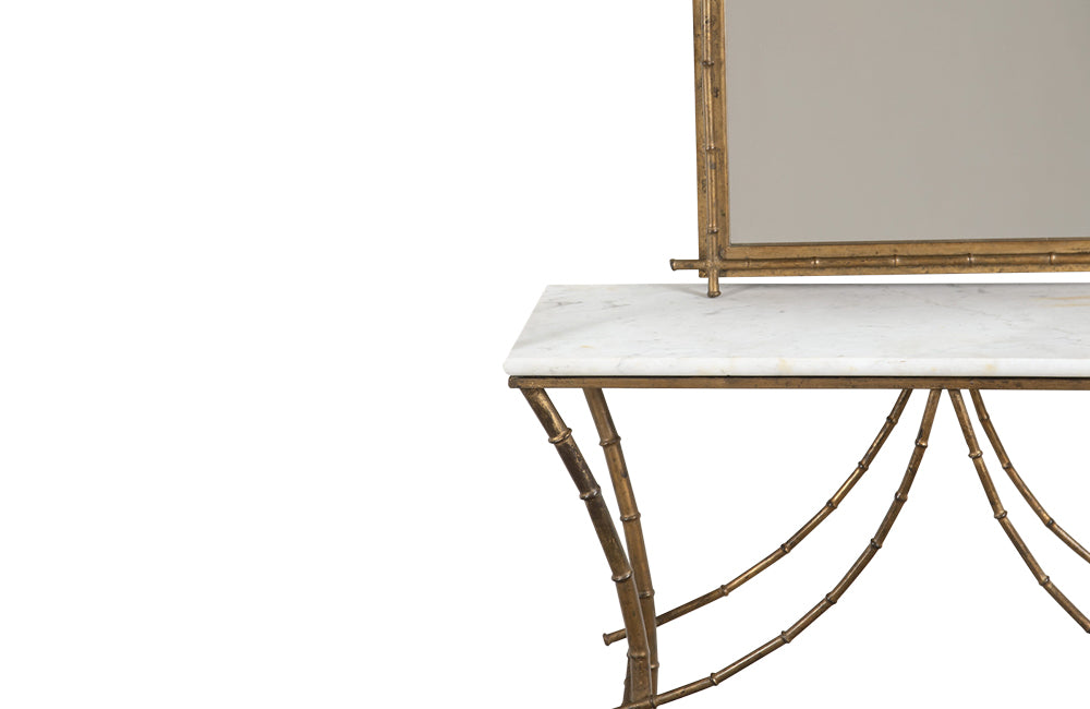 20th Century French Faux Bamboo Gilt Metal Condole Salon - French Mid Century Furniture -Faux Bamboo Furniture -Faux Bamboo Chairs -Faux Bamboo Mirror - Faux Bamboo Mirror - Vintage Furniture - Hollywood Regency - French Decorative Furniture - Mid Century Modern - Antique Shops Tetbury -AD & PS Antiques