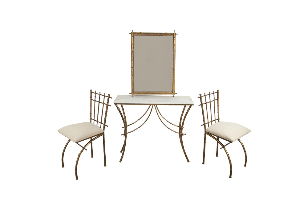 20th Century French Faux Bamboo Gilt Metal Condole Salon - French Mid Century Furniture -Faux Bamboo Furniture -Faux Bamboo Chairs -Faux Bamboo Mirror - Faux Bamboo Mirror - Vintage Furniture - Hollywood Regency - French Decorative Furniture - Mid Century Modern - Antique Shops Tetbury -AD & PS Antiques