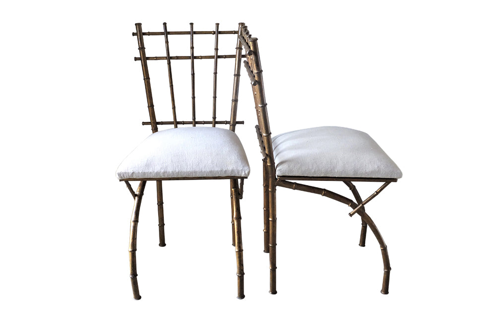 20th Century French Faux Bamboo Gilt Metal Condole Salon - French Mid Century Furniture -Faux Bamboo Furniture -Faux Bamboo Chairs -Faux Bamboo Mirror - Faux Bamboo Mirror - Vintage Furniture - Hollywood Regency - French Decorative Furniture - Mid Century Modern - Antique Shops Tetbury -AD & PS Antiques