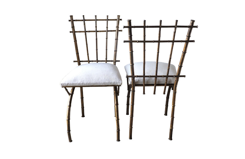 20th Century French Faux Bamboo Gilt Metal Condole Salon - French Mid Century Furniture -Faux Bamboo Furniture -Faux Bamboo Chairs -Faux Bamboo Mirror - Faux Bamboo Mirror - Vintage Furniture - Hollywood Regency - French Decorative Furniture - Mid Century Modern - Antique Shops Tetbury -AD & PS Antiques