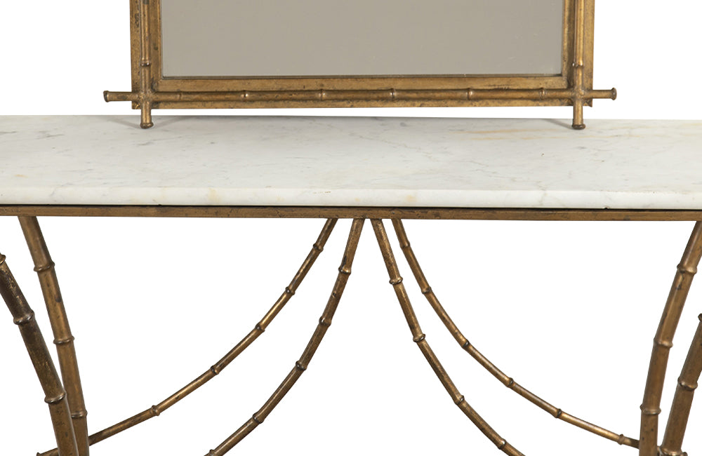 20th Century French Faux Bamboo Gilt Metal Condole Salon - French Mid Century Furniture -Faux Bamboo Furniture -Faux Bamboo Chairs -Faux Bamboo Mirror - Faux Bamboo Mirror - Vintage Furniture - Hollywood Regency - French Decorative Furniture - Mid Century Modern - Antique Shops Tetbury -AD & PS Antiques