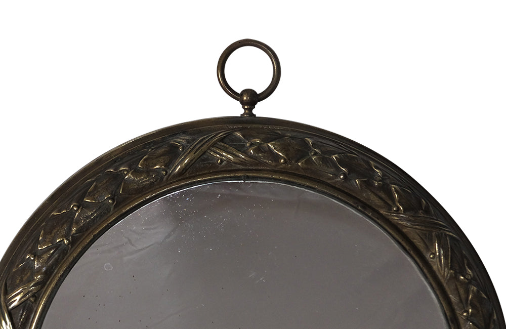 Neo-Classical Bronze Wreath Mirror - Decorative Mirrors - french Antique mirrors - French Decorative Antiques -Antique Shops Tetbury - Wall Decoration -Unusual Mirrors -Round Antique Mirrors - Decorative Accessories -Decorative Antiques - AD & PS Antiques