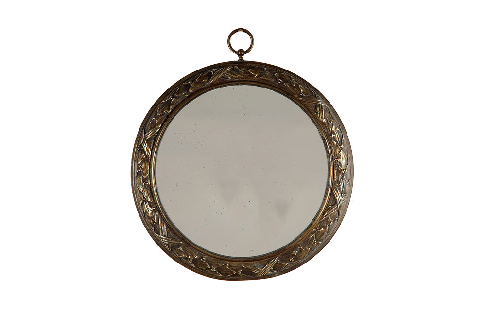 Neo-Classical Bronze Wreath Mirror - Decorative Mirrors - french Antique mirrors - French Decorative Antiques -Antique Shops Tetbury - Wall Decoration -Unusual Mirrors -Round Antique Mirrors - Decorative Accessories -Decorative Antiques - AD & PS Antiques