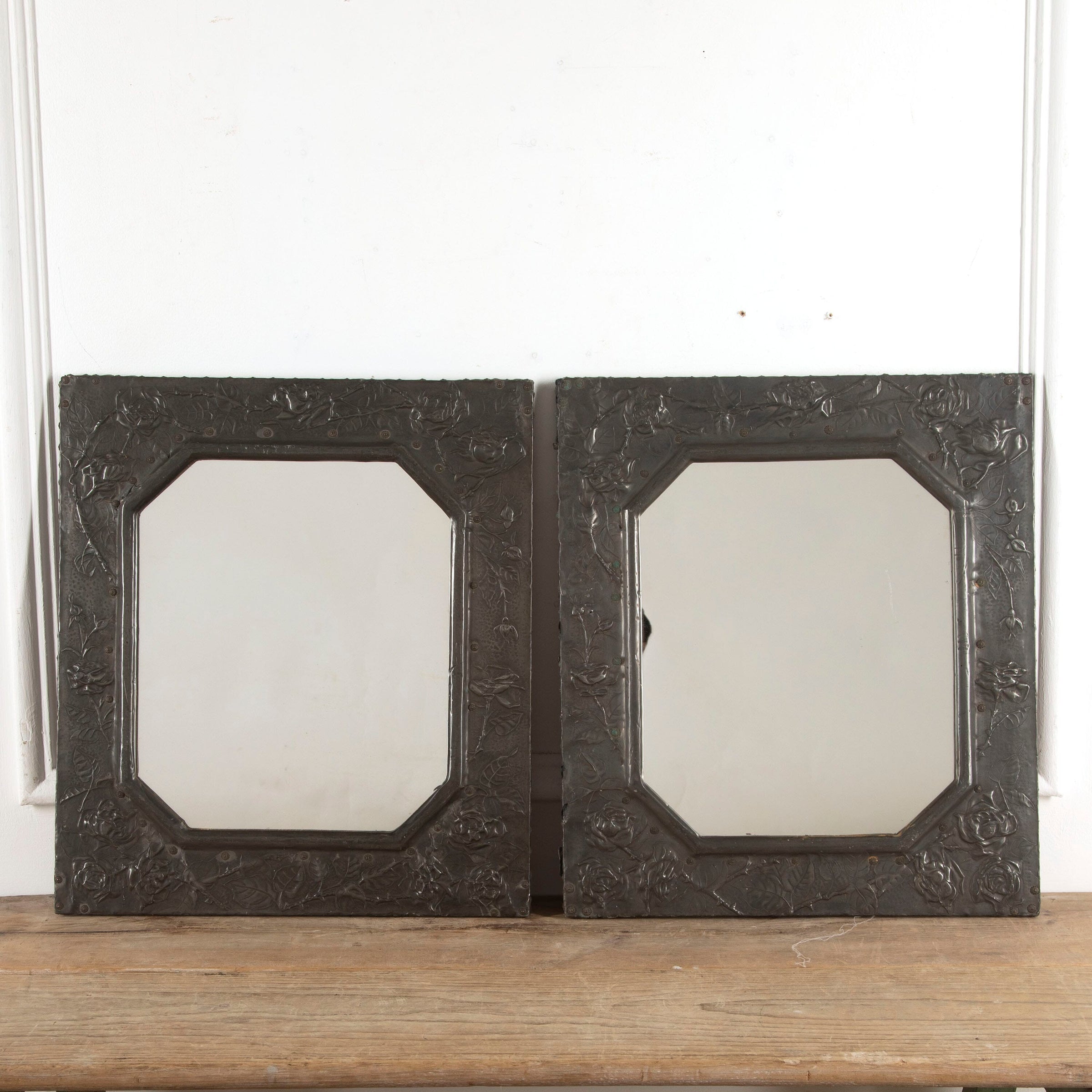 Pair of Aesthetic Movement Pewter Mirrors- Arts & Crafts- Antique Mirrors- Pair of Mirrors- AD & PS Antiques