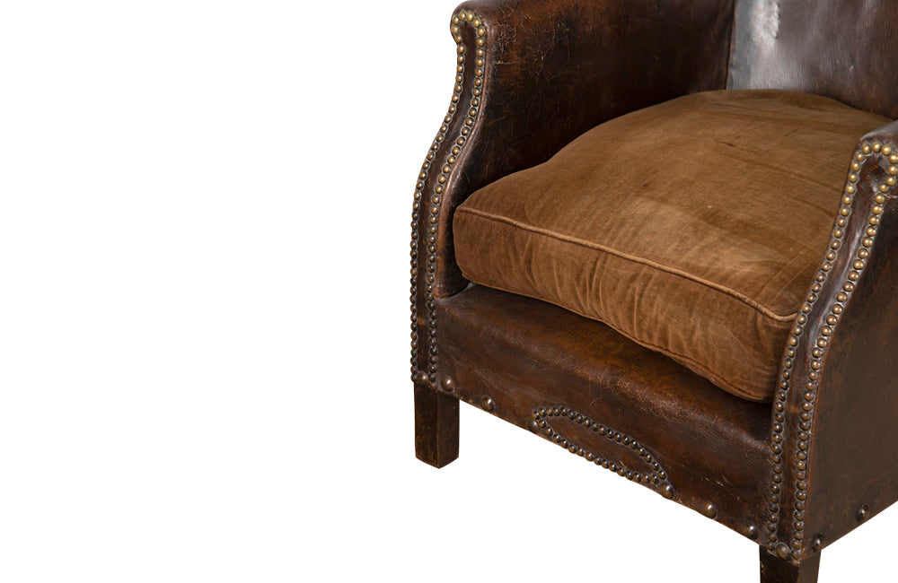 PAIR OF PETITE FRENCH LEATHER CLUB CHAIRS - Main Image