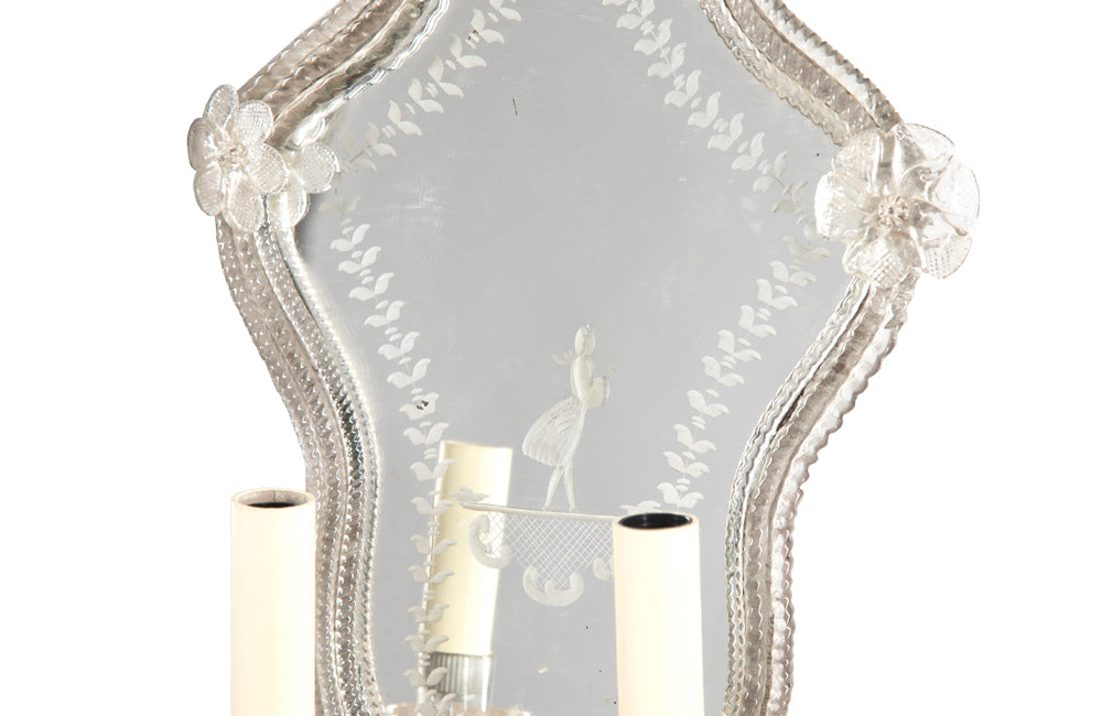 Pair Of Venetian Mirrored Appliques - Decorative Antique Lighting - Italian Antiques - Venetian Mirrors - Wall Lights - Appliques - Antique Shops Tetbury - adpsantiques - AD & PS Antiques