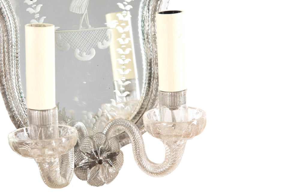 Pair Of Venetian Mirrored Appliques - Decorative Antique Lighting - Italian Antiques - Venetian Mirrors - Wall Lights - Appliques - Antique Shops Tetbury - adpsantiques - AD & PS Antiques