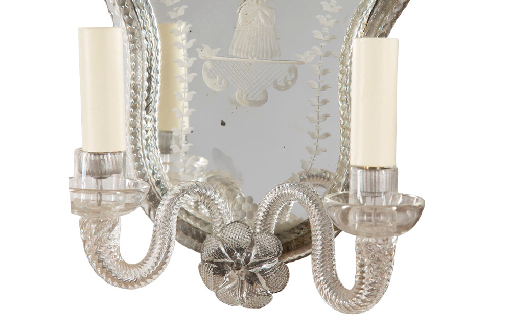 Pair Of Venetian Mirrored Appliques - Decorative Antique Lighting - Italian Antiques - Venetian Mirrors - Wall Lights - Appliques - Antique Shops Tetbury - adpsantiques - AD & PS Antiques