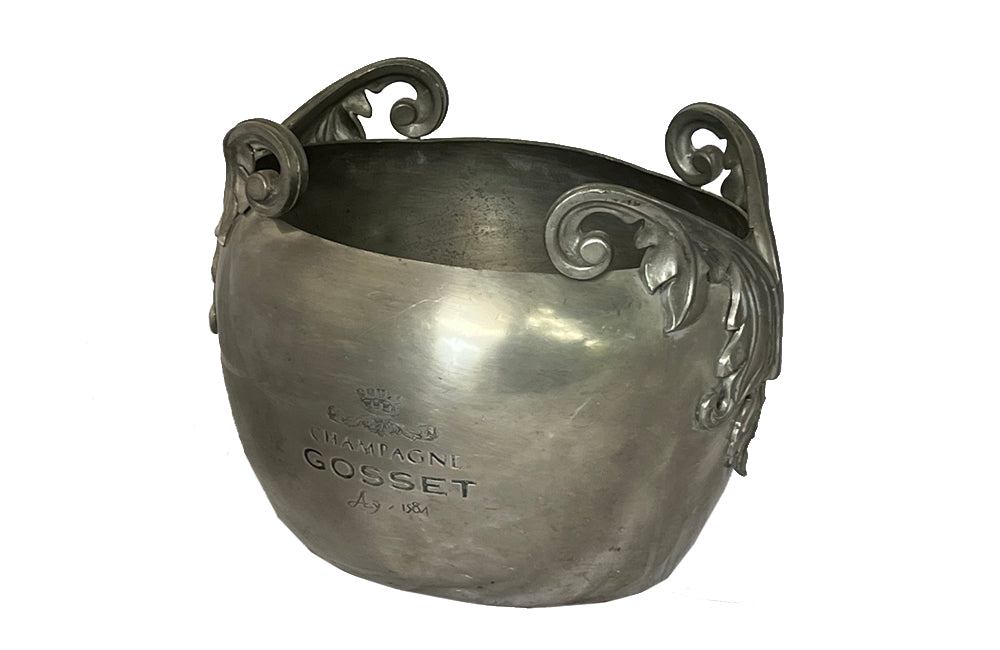 Pewter Gosset Champagne Vasque - French Decorative Accessories - Champagne Vasque - Champagne Bucket - Wine Cooler - Rafraichissoir - Wine & Food Accessories - Decorative Accessories - Fine Dining - Antique Shops Tetbury - adpsantiques - AD & PS Antiques