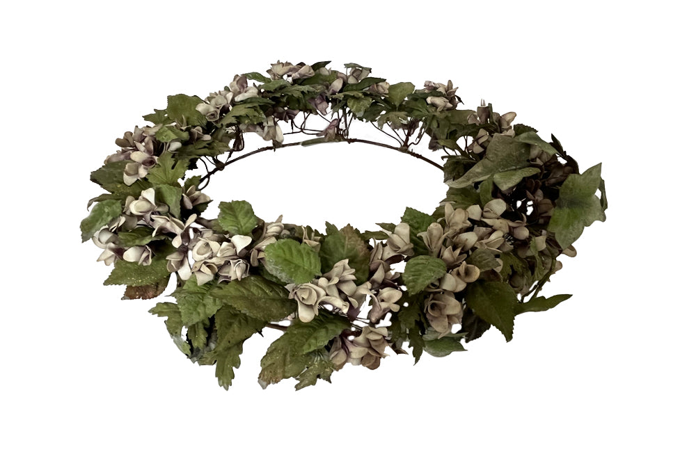 Pretty 19th Century Tole & Porcelain Wreath - French decorative Antiques