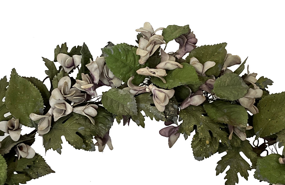 Pretty 19th Century Tole & Porcelain Wreath - French decorative Antiques