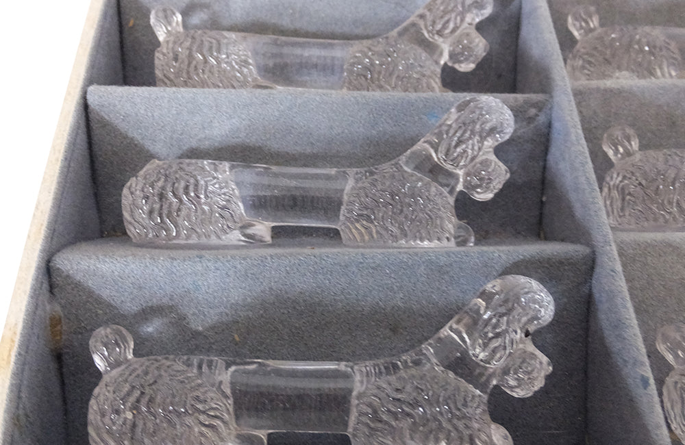 Set Of Twelve Glass Poodle Knife Rests - French Decorative Accessories - French Decorative Antiques - Knife Rests - Poodle - Antique Shops Tetbury - adpsantiques - AD & PS Antiques