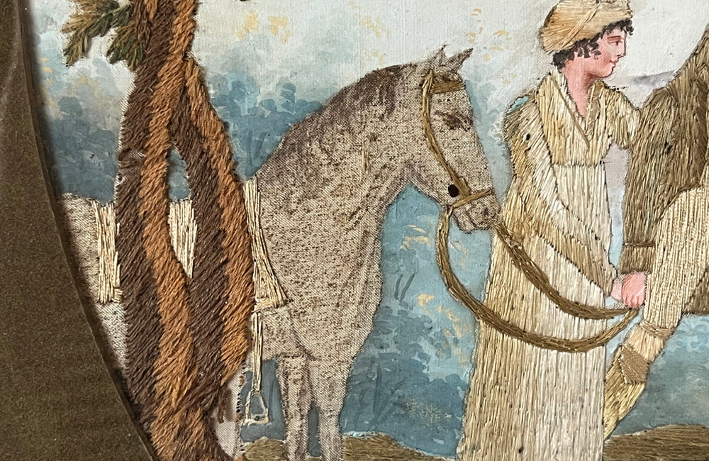 Framed Early 19th Century Silkwork 'The Homecoming' - Silkwork Embridery - French Decorative Antiques - French Artwork - Countryhouse Antiques - Wall Decoration - Wall Art - Decorative Accessories - Antique Shops Tetbury - adpsantiques - AD & PS Antiques-