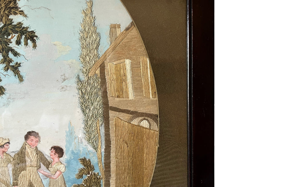 Framed Early 19th Century Silkwork 'The Homecoming' - Silkwork Embridery - French Decorative Antiques - French Artwork - Countryhouse Antiques - Wall Decoration - Wall Art - Decorative Accessories - Antique Shops Tetbury - adpsantiques - AD & PS Antiques-