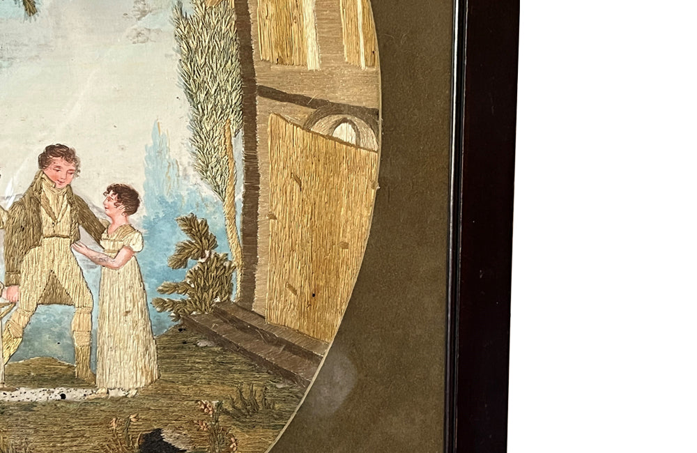 Framed Early 19th Century Silkwork 'The Homecoming' - Silkwork Embridery - French Decorative Antiques - French Artwork - Countryhouse Antiques - Wall Decoration - Wall Art - Decorative Accessories - Antique Shops Tetbury - adpsantiques - AD & PS Antiques-