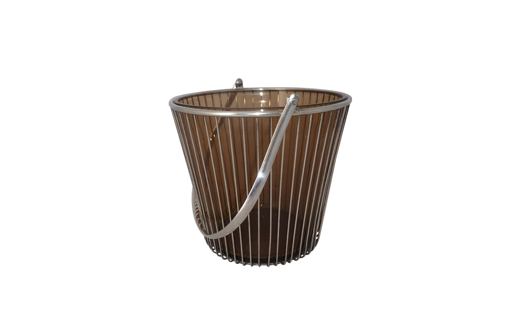 Vintage Silverplate And Glass Champagne Bucket - Vine Wine Cooler - Vintage Ice Bucket - French Decorative Antiques - Mid Century Modern Accessories - Antique Shops Tetbury - adpsantiques - AD & PS Antiques