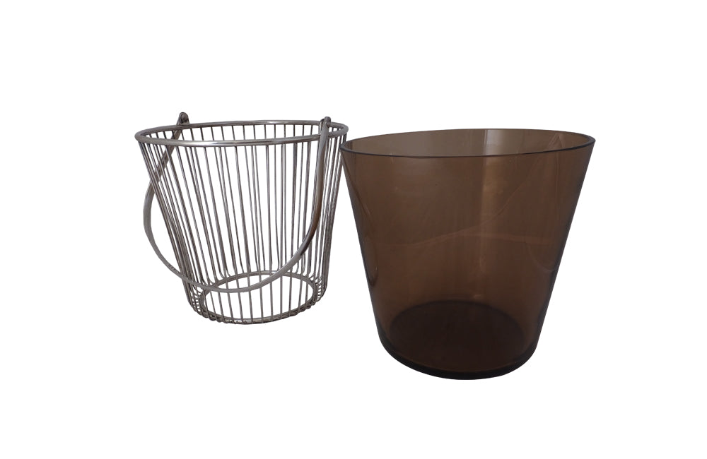 Vintage Silverplate And Glass Champagne Bucket - Vine Wine Cooler - Vintage Ice Bucket - French Decorative Antiques - Mid Century Modern Accessories - Antique Shops Tetbury - adpsantiques - AD & PS Antiques
