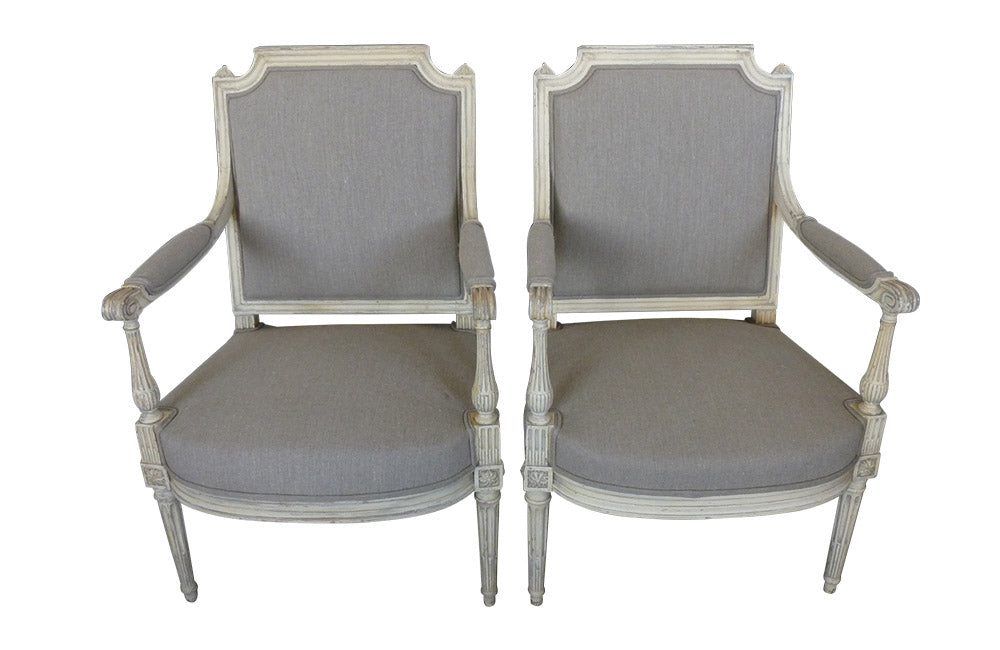 PAIR OF LOUIS XVI REVIVAL ARMCHAIRS