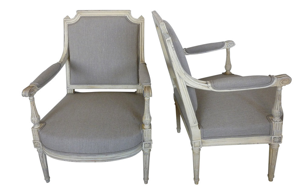 PAIR OF LOUIS XVI REVIVAL ARMCHAIRS