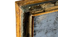 Antique mirror with polychrome frame from the Piedmont region. Italian. With beautiful heavily foxed mirror.