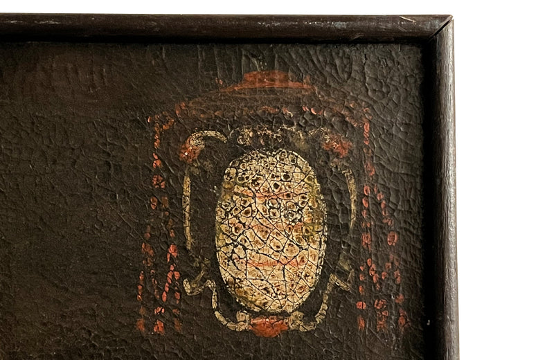 Charming 16th-17th Cuzco oil on canvas painting of a seated haloed Saint.