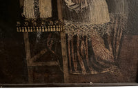 Charming 16th-17th Cuzco oil on canvas painting of a seated haloed Saint.