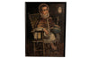 Charming 16th-17th Cuzco oil on canvas painting of a seated haloed Saint.