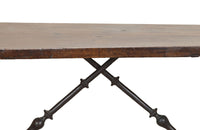 Late 17th Century Spanish walnut top dining table with wrought iron stretcher