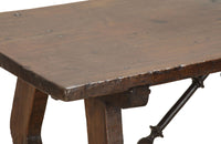 Late 17th Century Spanish walnut top dining table with wrought iron stretcher