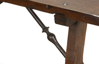 Late 17th Century Spanish walnut top dining table with wrought iron stretcher
