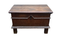 Antique marriage coffer in oak from Anjou in the Isere region. 17th Century French. French antique furniture.