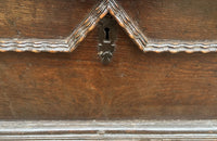 Antique marriage coffer in oak from Anjou in the Isere region. 17th Century French. French antique furniture.