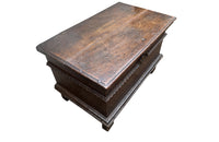 Antique marriage coffer in oak from Anjou in the Isere region. 17th Century French. French antique furniture.