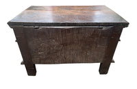 Antique marriage coffer in oak from Anjou in the Isere region. 17th Century French. French antique furniture.